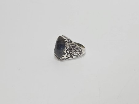 Gri Labradorit Taşlı 925 Ayar Gümüş Yüzük 12,10 Gram