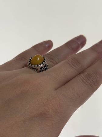 Yemen Akik Taşlı 925 Ayar Gümüş Yüzük 9,60 Gram