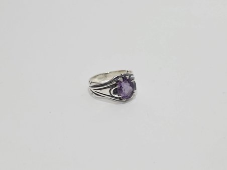 Ametist Taşlı 925 Ayar Gümüş Yüzük 7,95 Gram