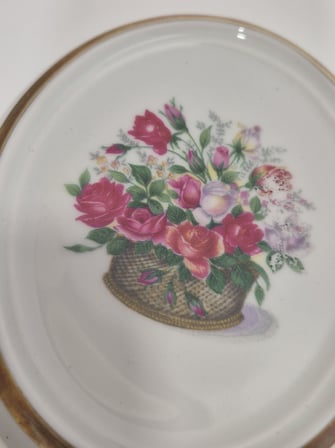 Vintage Dekoratif Çiçek Temalı Porselen Duvar Tabağı 11cm 003