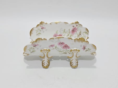 Gda Çiçek Desenli Porselen Kuşkonmaz Sunum Tabağı 22,5x13x10,5cm