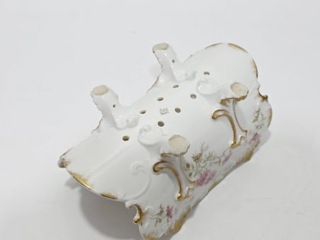 Gda Çiçek Desenli Porselen Kuşkonmaz Sunum Tabağı 22,5x13x10,5cm