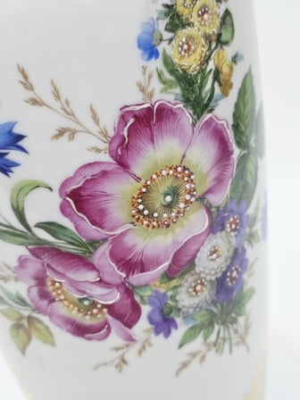Limoges Çiçek Desenli Porselen Vazo 31cm