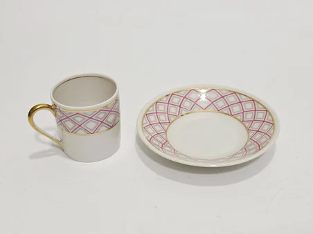 Raynoud Limoges Pembe Detaylı Kahve Fincan Takımı