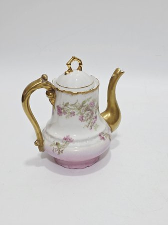 Limoges Çiçek Desenli Porselen Çay Kahve Demliği