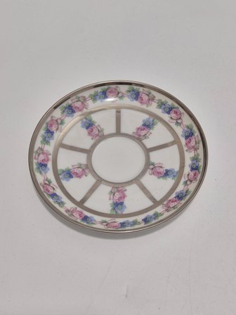 F. Legrand Limoges Çiçek Desenli Porselen Fincan Tabağı 13cm