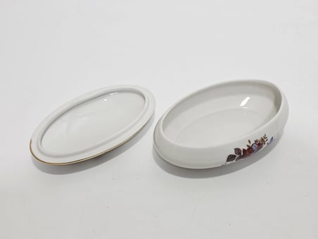 Limoges Çiçek Figürlü Porselen Kapaklı Kutu