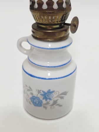 Çiçek Desenli Antika Porselen Gaz Lambası 029