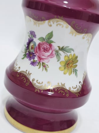 Limoges Çiçek Motifli Antika Porselen Gaz Lambası 043