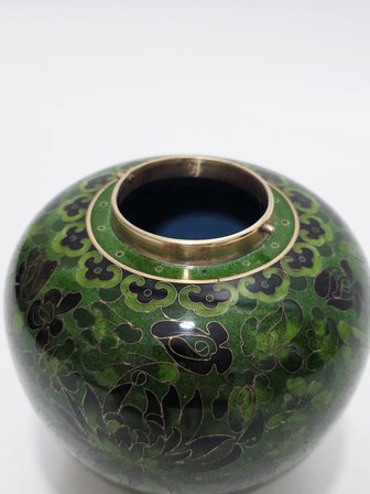 Antika Cloisonne Kapaklı Kavanoz 13cm 019