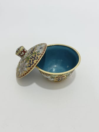 Antika Cloisonne Kapaklı Şekerlik 7x8cm