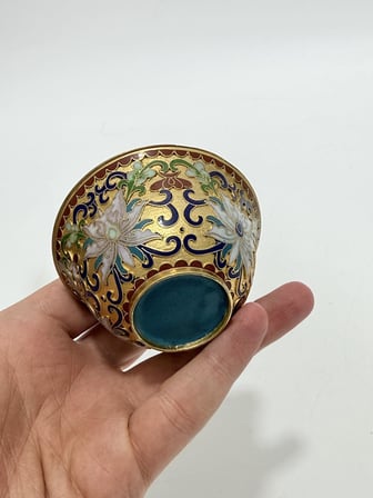 Antika Cloisonne Kapaklı Şekerlik 7x8cm