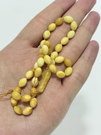 Doğal Kaya Damla Kraliçe Kehribar Tesbih 33lük 7,80 Gram K014