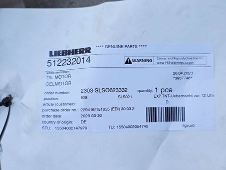 Liebherr 512232014 Hidrolik Motor
