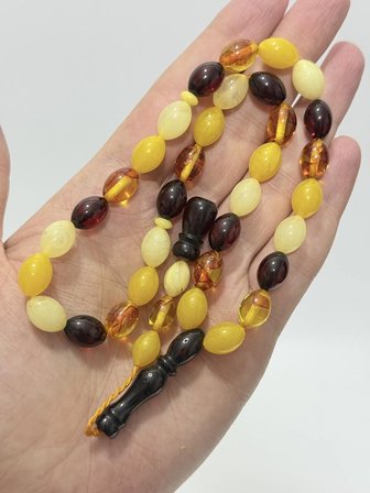 Doğal Kaya Damla Kehribar Tesbih 33lük 25,50 Gram K018