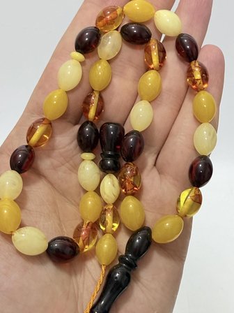 Doğal Kaya Damla Kehribar Tesbih 33lük 25,50 Gram K018
