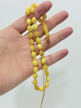 Doğal Kaya Damla Kehribar Tesbih 33lük 14 Gram K021
