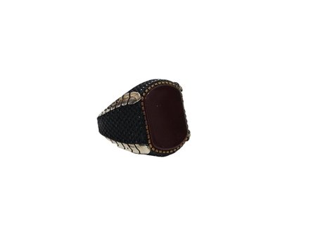 Kahverengi Taş Motifli 925 Ayar Gümüş Yüzük 13,15 Gram