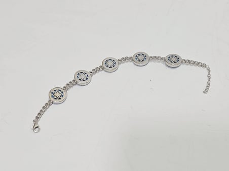 Nazar Boncuk Motifli 925 Ayar Gümüş Bileklik 19cm 14,45 Gram