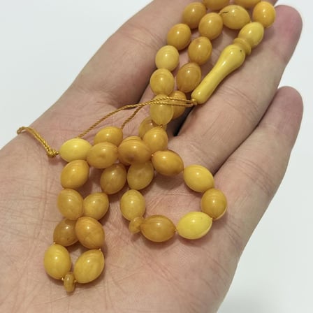 Doğal Kaya Damla Kehribar Tesbih 33lük 13,5 Gram K022