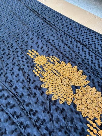 Nakış İşlemeli Kadife Elbiselik Kumaş 300X150cm 0011