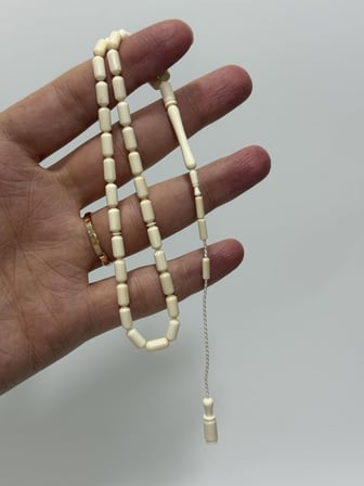 Kesme Fildişi Tesbih 7,65 Gram - Koleksiyonluk Fil Dişi Tespih (F063)