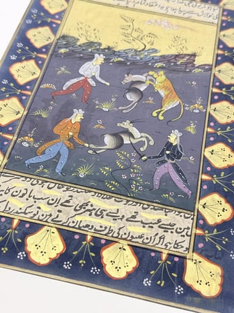 Üç Figürlü Av Tasviri Adlı El Yapımı Minyatür Resim 28x17,5 cm