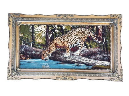 Yabanın Gölgesinde Temalı İran Tebriz Halı Tablo 120x70cm - Duvar Halı Kilim Tablo