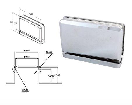 HT-3060-PSS YAYLI CAM KAPI MENTEŞESİ PİVOT