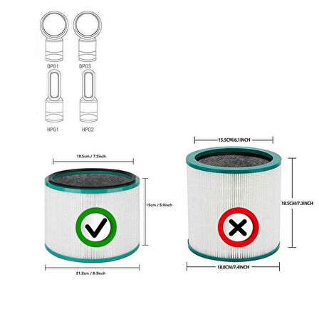 srfn ticaret Dyson DP00/DP01/DP02/DP03 Uyumlu Hava Temizleyici Silindirik Filtresi