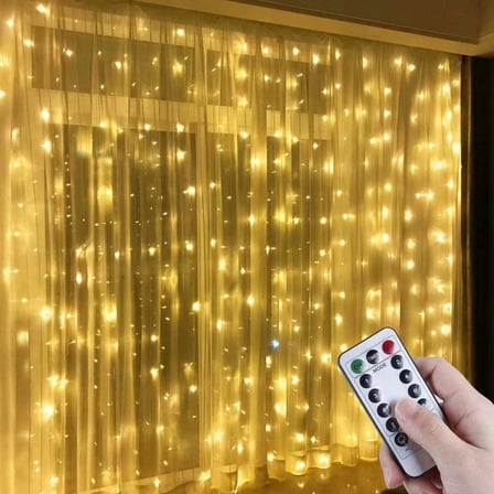 Uzaktan Kumandalı LED Perdeye Takılabilen Kancalı Işık Usb 3x3 Metre Peri Perde LED (5047)