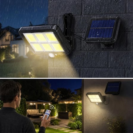 160 LED Solar Bahçe Aydınlatması, 6&amp;apos;lı Güneş Panelli LED Lamba, 5 Metre Kablolu ve Kumandal