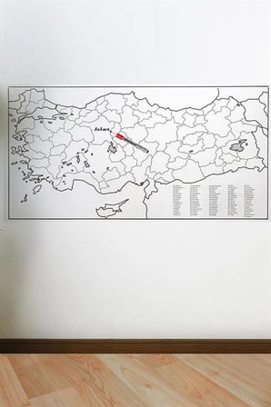 Yazılabilir Türkiye Haritası Manyetik Duvar Stickerı 110 x 56 cm (5047)