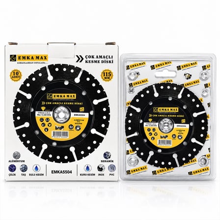 10 ADET ÇOK AMAÇLI KESME DİSK SERAMİK - ÇELİK - PVC - INOX - ALÜMİNYUM - TAŞ 115MMX22.2 (5047)
