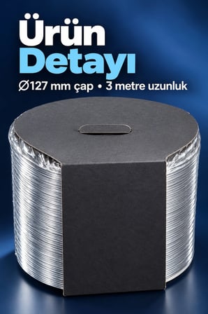3 Metre Aspiratör Borusu 127 mm Telli Yapı