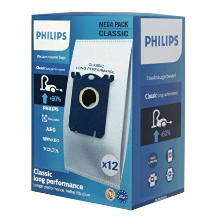 Philips İle Uyumlu Classic Long Performance 12'li Toz Torbası