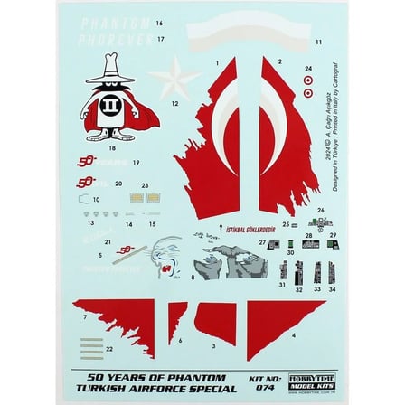 HT074 1/72 Ölçek F-4E Phantom II Terminatör, 50.Yıl Kutlama Maketi