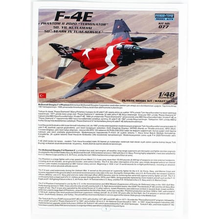HT077 1/48 Ölçek F-4E Phantom II Terminatör, 50.Yıl Kutlaması Maketi