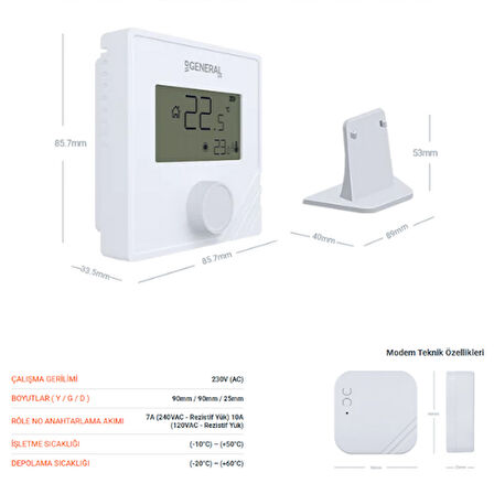 General Mitra HT25 RF Kablosuz Oda Termostat