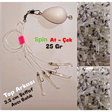 At-çek Spin Top Arkası 3,5 Cm 25 Gr Şeffaf Avcı Balık 