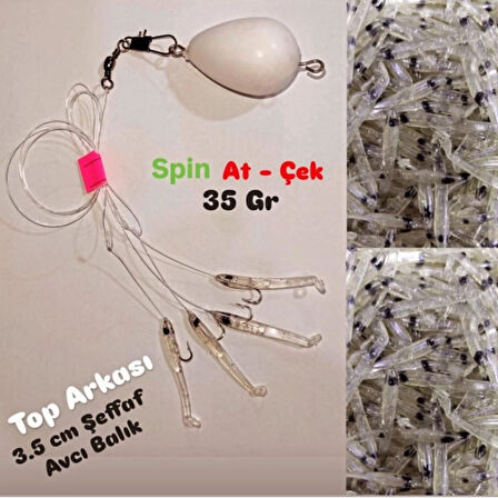 At-çek Spin Top Arkası 3,5 Cm 25 Gr Şeffaf Avcı Balık 