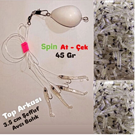 At-çek Spin Top Arkası 3,5 Cm 45 Gr Şeffaf Avcı Balık 