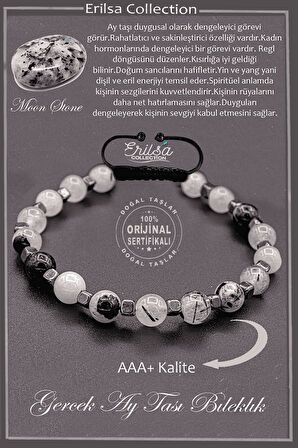 Sertifikalı AAA+ Kalite Gerçek Terahertz - Ay Taşı Bileklik