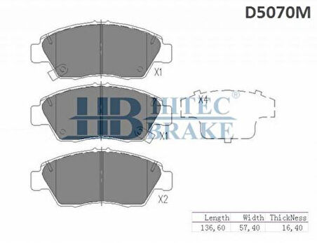 Hitech 010031 Ön Balata Civic 96-01 1.6 Civic 91-95 1.5-1.6 CRX 92-95 D5070M 