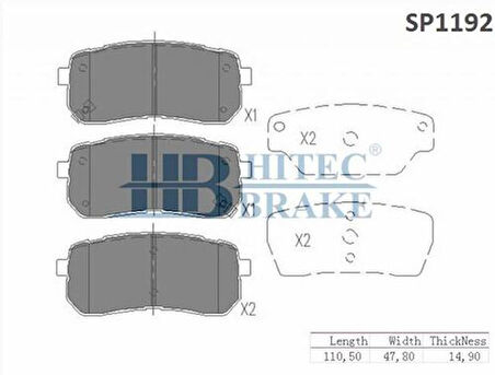 Hitech 010049 Arka Balata Hyundai H1 08-Ix55 09-3.0CRDI Sp1190 3301131XKW09A