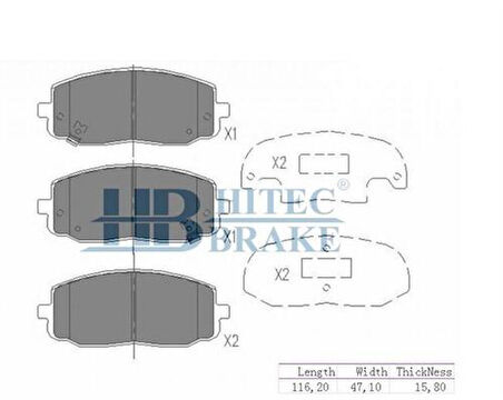 Hitech 010052 Ön Balata i10 08-12 1.1-1.2 Picanto 04-10 1.0-1.1 Sp1172 D11152 5810107A20