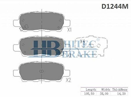 Hitech 010147 Arka Balata Koleos 08-2.0 Qashqai 08-1.5DCI-1.6-2.0 X-Trail 08-Juke 10-1.5DCI-1.6-16V Vitara 05- 44060-8H385