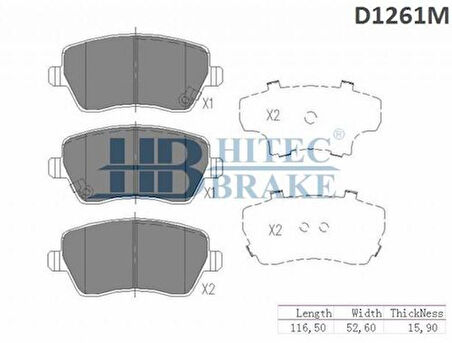 Hitech 010176 Ön Balata Clio III -Modus 05-Logan 07-Accord VII 03-2.0 Micra 03-Swift 05-Note 06-D1261M 