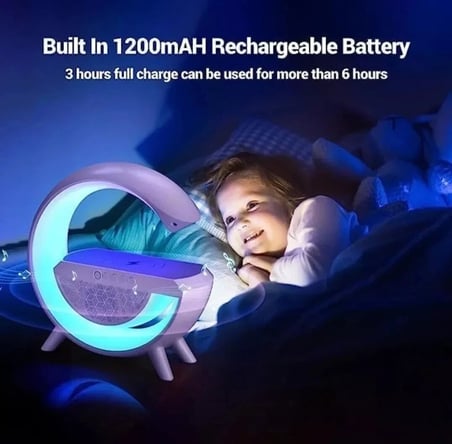 Kablosuz Telefon Şarj Bluetooth Hoparlör Istasyonu Ses Rgb Atmosfer Gece Işık Bt-2301 (5047)