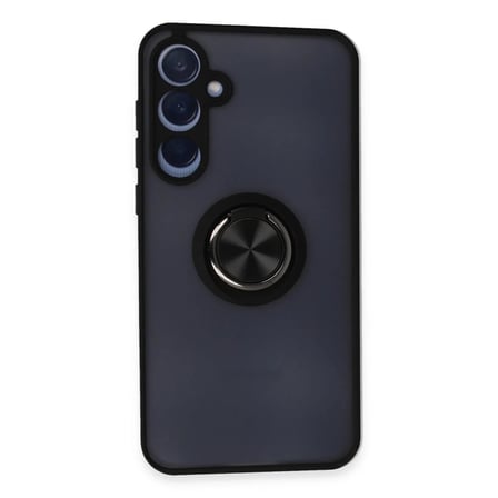 Samsung Galaxy A35 5g Kılıf Montreal Yüzüklü Silikon Kapak - Siyah